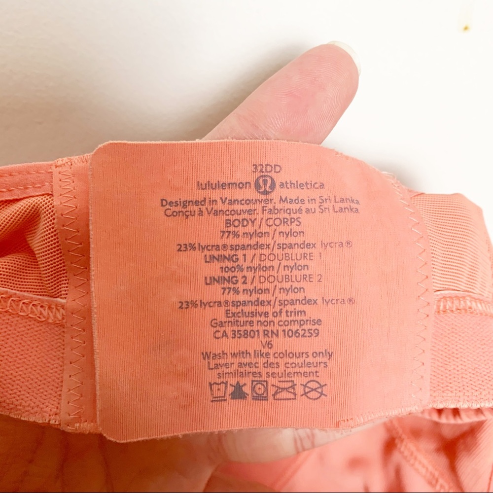 Lululemon Ta-Ta Tamer II Sports Bra Peach 32DD - Picture 4 of 5
